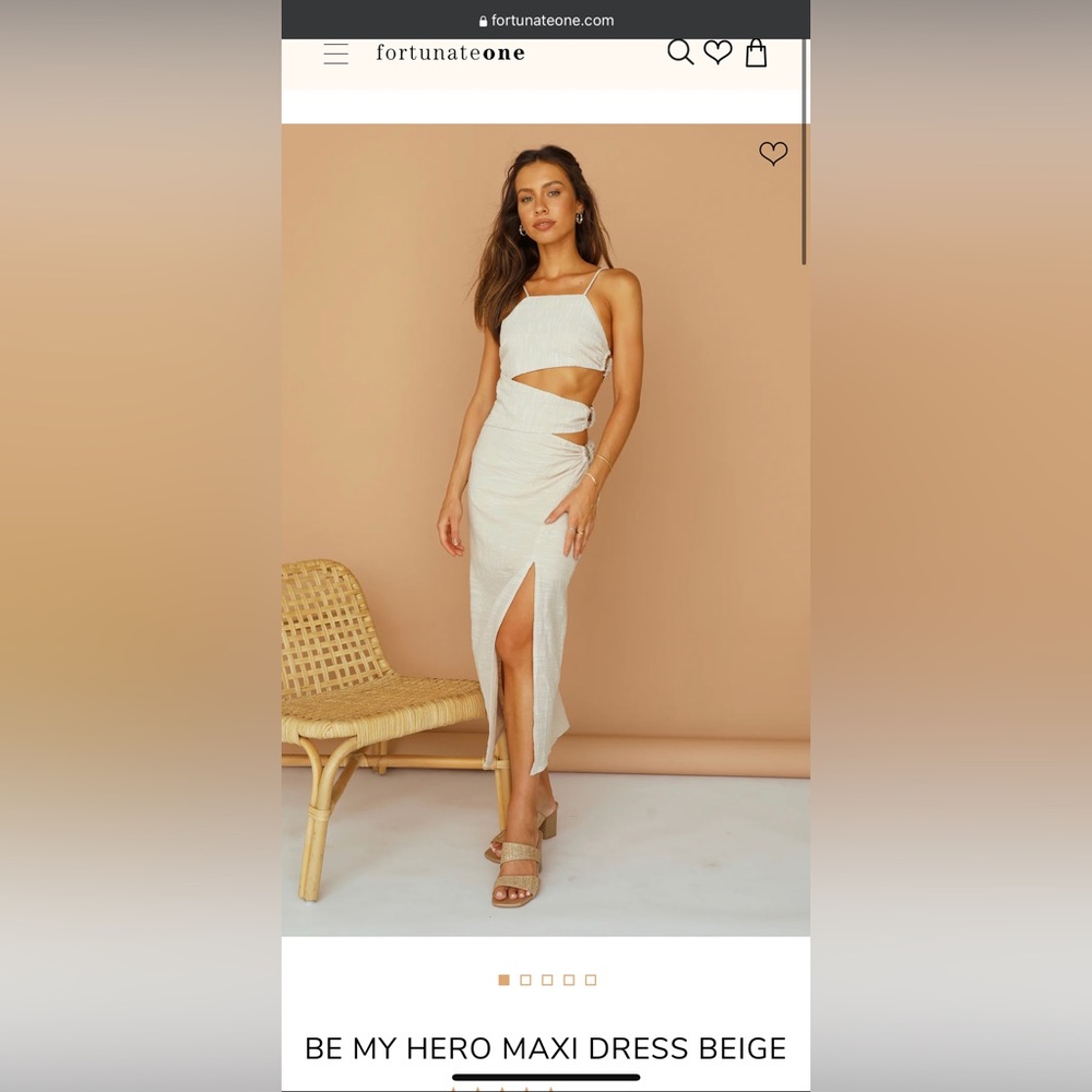 Be My Hero Maxi Dress Beige, L, Fortunate One